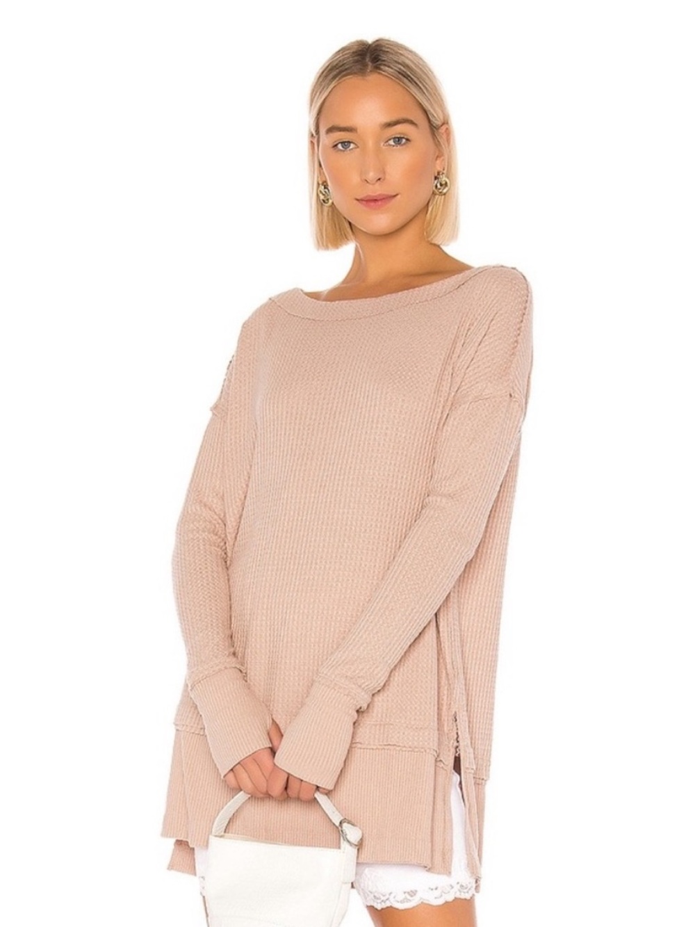 Free People north shore waffle knit thermal top womens S